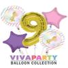 Unicorn Round Balloon Bouquet 5 pc, 9th Birthday, Gold Number 9 Jumbo Balloon | Viva Party Balloon Collection view 1