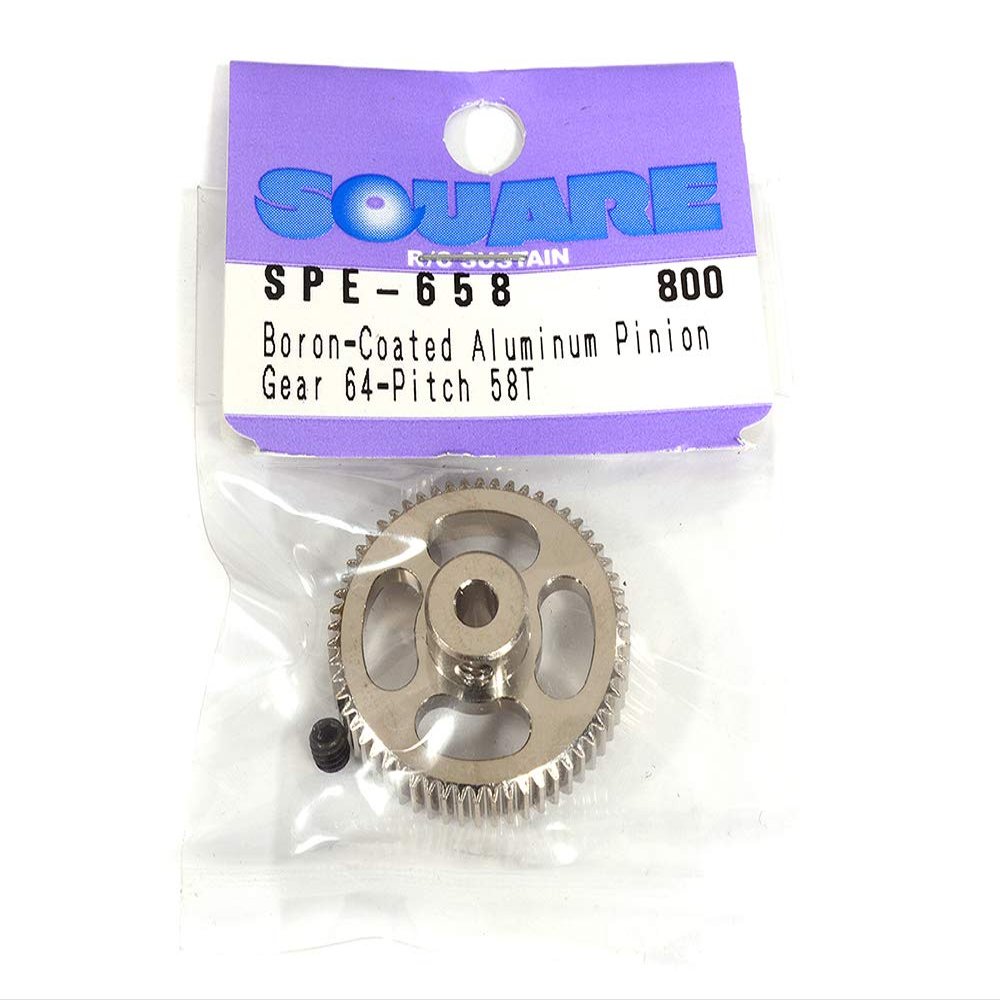 Integy Square R/C Boron-Coated Aluminum Pinion Gear (64-Pitch) 58T