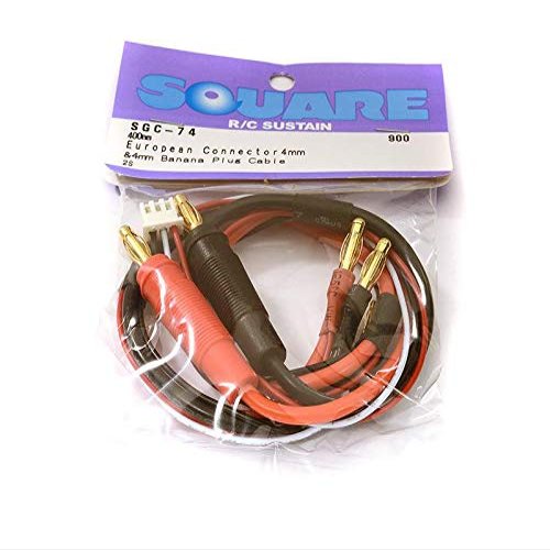 Integy Square R/C European Connector 4mm and 4mm Banana Plug Cable (400mm)