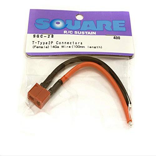 Integy Square R/C T-Type 2P Connectors - (Female) 14-Ga Wire (100mm Length)