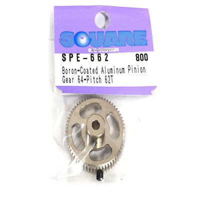 Integy Square R/C Boron-Coated Aluminum Pinion Gear (64-Pitch) 62T