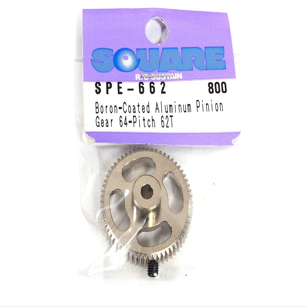 Integy Square R/C Boron-Coated Aluminum Pinion Gear (64-Pitch) 62T