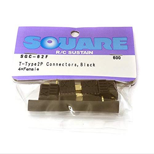 Integy Square R/C T-Type 2P Connectors, Black (4X Female)