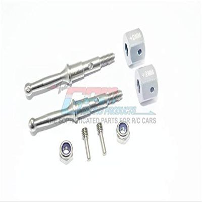 GPM For Tamiya T3-01 Dancing Rider Trike Upgrade Parts Stainless Steel Rear Wheel Shaft With Aluminum Hex Adapter (+2mm) - 4Pc Set Silver