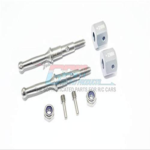 GPM For Tamiya T3-01 Dancing Rider Trike Upgrade Parts Stainless Steel Rear Wheel Shaft With Aluminum Hex Adapter (+2mm) - 4Pc Set Silver