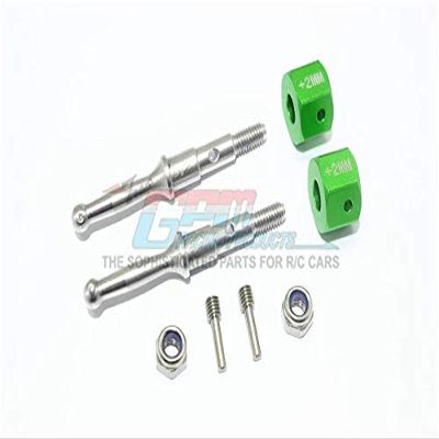 GPM For Tamiya T3-01 Dancing Rider Trike Upgrade Parts Stainless Steel Rear Wheel Shaft With Aluminum Hex Adapter (+2mm) - 4Pc Set Green
