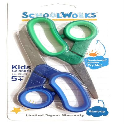 SchoolWorks Kids 5 inch Scissors Blunt-tip 2 Pack Blue and Green