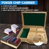 GSE Games & Sports Expert Wooden Poker Chip Case with 3 Chip Trays, Holds 300 Chips, Casino Grade Chips Holder for Poker Chips (Oak) view 4