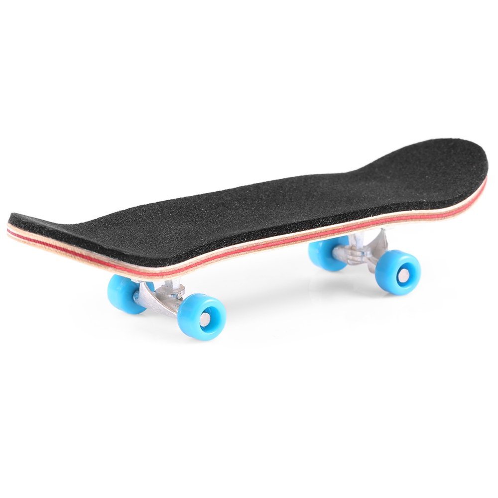 BISOZER Mini Finger Skateboard  Wooden Finger Board Ultimate Sport Training Props in Light Brown with Ball Bearings -1 Pack (Random Color Bearing Wheels)