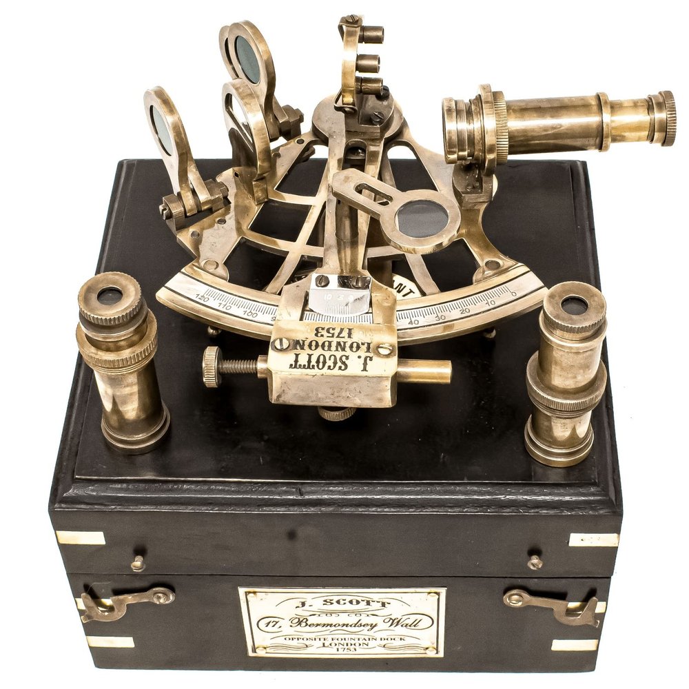 Maritime Antiques Marine Captain Sextant Working Astrolabe Instrument Ship Sextant Marine Pirate Gift with Box