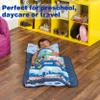 EVERYDAY KIDS Toddler Nap Mat with Removable Pillow -Fire Police Rescue- Carry Handle Fastening Straps Closure, Rollup Design, Soft Microfiber for Preschool, Daycare, Sleeping Bag -Ages 2-6 years view 3