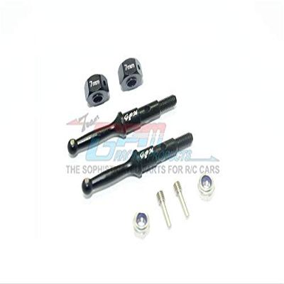 GPM For Tamiya T3-01 Dancing Rider Trike Upgrade Parts Aluminum Rear Wheel Shaft With Hex Adapter (7mm) - 8Pc Set Black