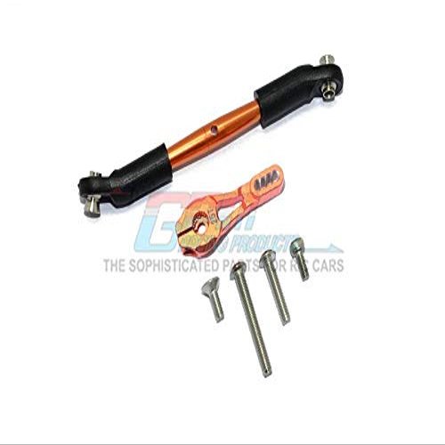 GPM For Traxxas TRX-4 Trail Defender Crawler Upgrade Parts Aluminum Servo Horn 25T (4 Positioning Holes) With Adjustable Steering Link - 6Pc Set Orange