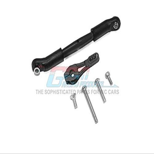 GPM For Traxxas TRX-4 Trail Defender Crawler Upgrade Parts Aluminum Servo Horn 25T (4 Positioning Holes) With Adjustable Steering Link - 6Pc Set Black