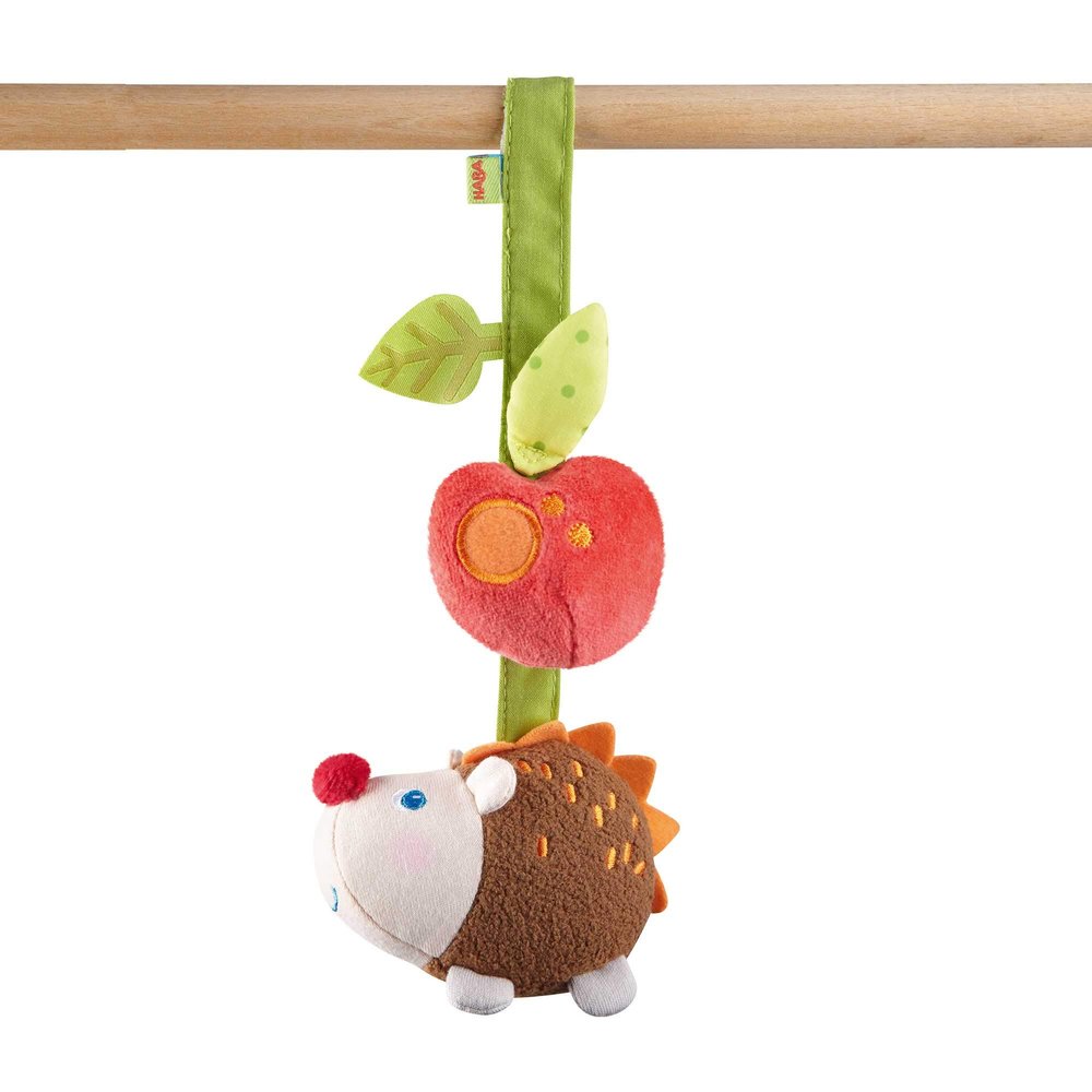 HABA Dangling Figure Hedgehog with Rattling and Crinkle Noises - Machine Washable Attaches to Crib