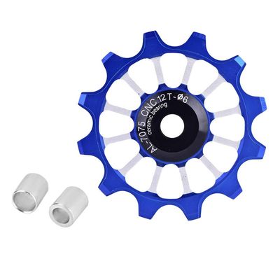 Derailleur Pulley 12T Ceramic Aluminum Wheel Rear Fit 4/5/6mm Screws Support 7/8/9/10 Speed (Blue)