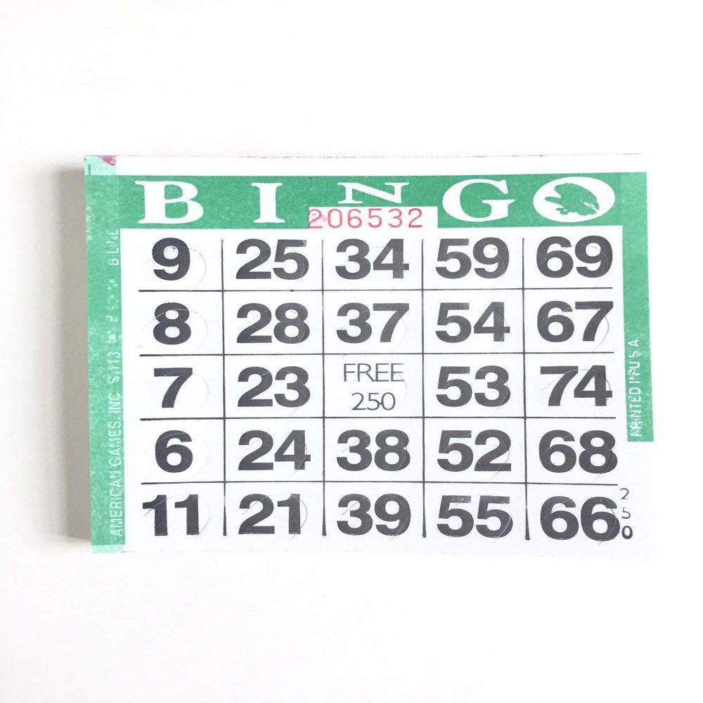 United Novelty 1 on Single Face Bingo Pushout/Punchout Paper Cards-Pack of 250-Green Border