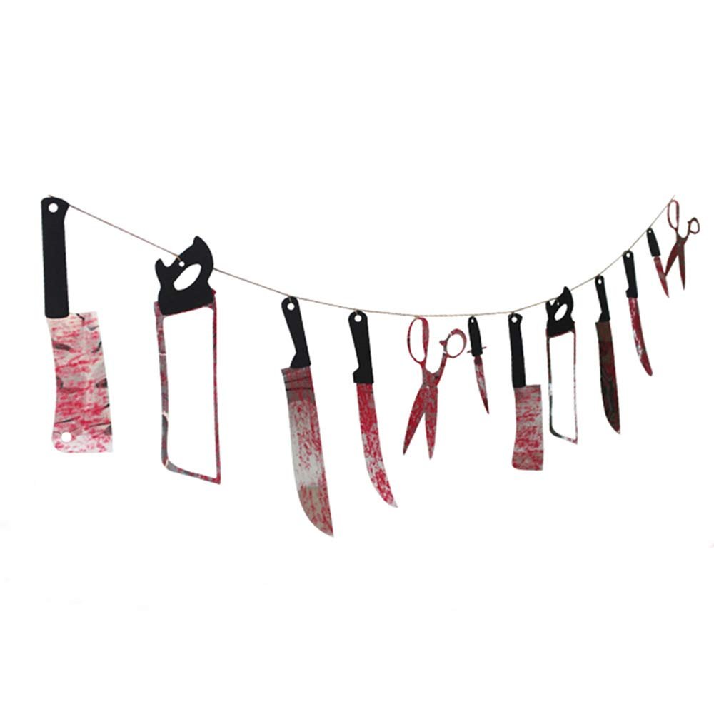 12pcs Bloody Weapons Horro bloody Weapons Banner Halloween Bloody Weapons Garland for Halloween Party Hanging Decorations