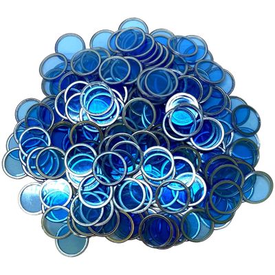 MR CHIPS Magnetic Bingo Chips with Metal Ring 3/4 Inch 100 Upgraded Pieces BlueTransparent Available in 7 Colors A Reusable Bag