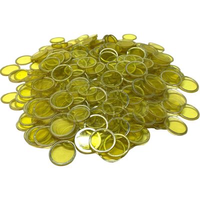 MR CHIPS Magnetic Bingo Chips with Metal Ring 3/4 Inch 300 Upgraded Pieces Yellow Transparent - Available in 7 Colors A Reusable Storage Bag