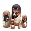 Boxer Dog Breed Nesting Dolls Russian Handcrafted 5 piece Matryoshka Puppy Stacking Set 4" H view 1