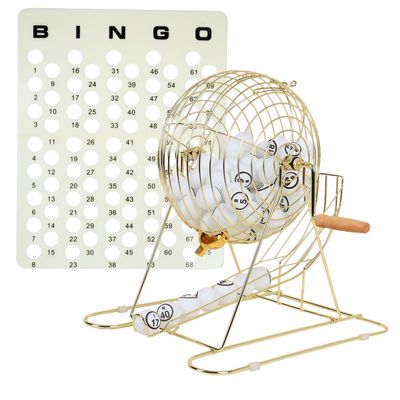 GSE Games & Sports Expert Professional Bingo Game Set with X-Large Cage, 1.55" Ping Pong Size Balls, Master Board. Great for Large Groups, Parties, Game Night