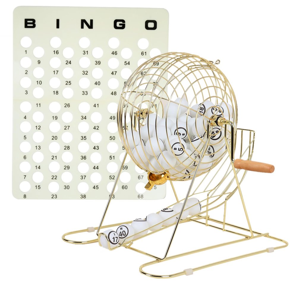 GSE Games & Sports Expert Professional Bingo Game Set with X-Large Cage, 1.55" Ping Pong Size Balls, Master Board. Great for Large Groups, Parties, Game Night