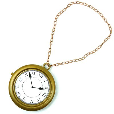 Skeleteen Gold Clock Necklace - White Rabbit, 8" Hip Hop Rapper Clock - 1 Piece