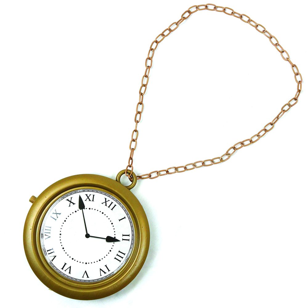 Skeleteen Gold Clock Necklace - White Rabbit, 8" Hip Hop Rapper Clock - 1 Piece