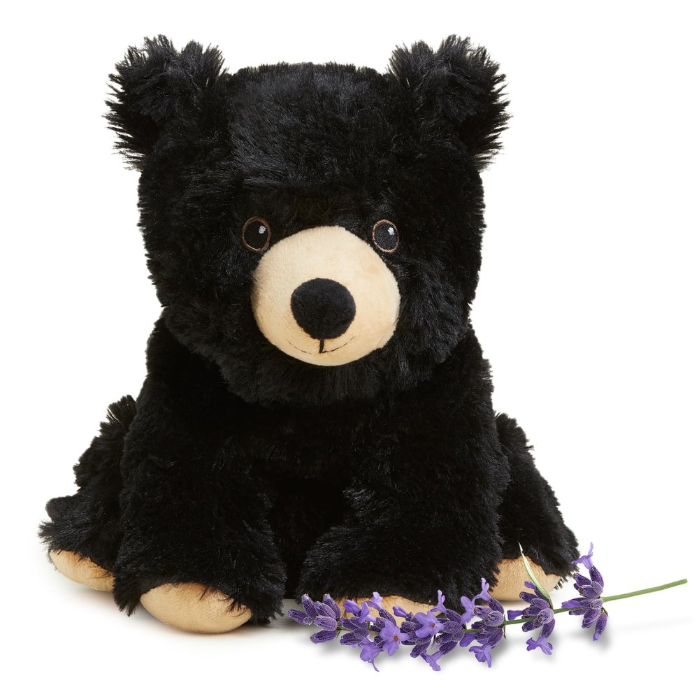 warmies Microwavable & Weighted Stuffed Animals, Black Bear - Heated Stuffed Animal Plushie for Warmth & Comfort - Cute Soft Plush Toys for Adults & Children (Boys, Girls, Babies & Toddlers)