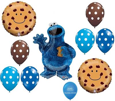 10pc COOKIE MONSTER new BALLOON set CHOCOLATE chip COOKIE ANY OCCASION
