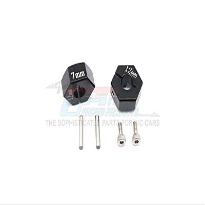 GPM For Tamiya DF02 & TT02B Upgrade Parts Aluminum Hex Adapter 12X7mm - 2Pcs Set Black