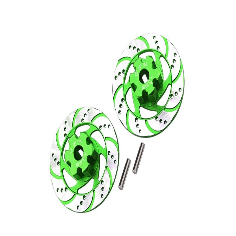 GPM For Traxxas Unlimited Desert Racer 4X4 (#85076-4) Upgrade Parts Aluminum +3mm Hex With Brake Disk With Silver Lining - 1Pr Set Green