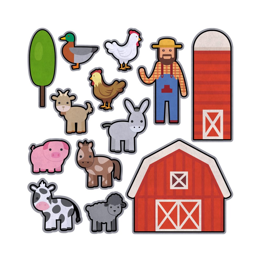 Old McDonald Had a Farm Nursery Rhyme Felt Play Art Set Flannel Board Story Storyboard Pieces