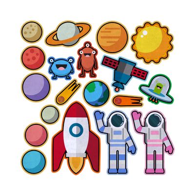 Astronaut Space Explorers Felt Play Art Set Flannel Board Story Storyboard Pieces