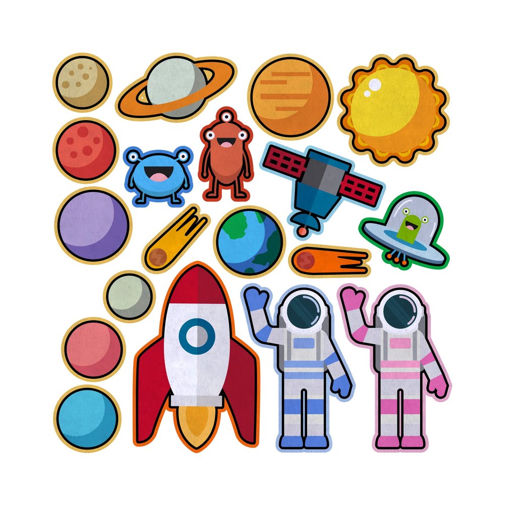 Astronaut Space Explorers Felt Play Art Set Flannel Board Story Storyboard Pieces