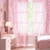 BROSHAN Pink Sheer Curtains 78 inches Long 2 Panels Set- Girls Bedroom Curtains Pretty Printed Curtain Sheers See Through Curtain Drapes for Living Room Nursery Kids Room, Rod Pocket Design view 2
