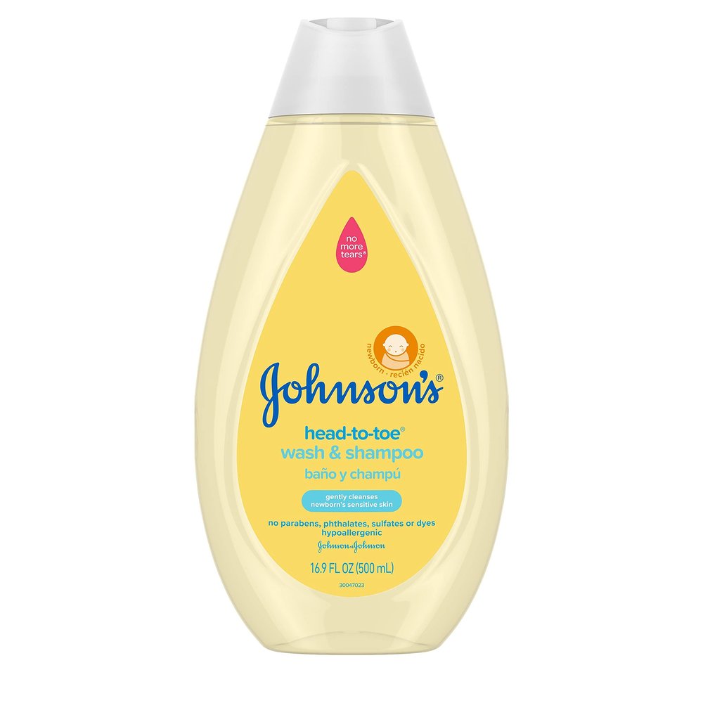 Johnson's Head-to-Toe Gentle Baby Body Wash & Shampoo, Tear-Free, Sulfate-Free & Hypoallergenic Bath Wash & Shampoo for Baby's Sensitive Skin & Hair, Washes Away 99.9% of Germs 16.9 fl. oz