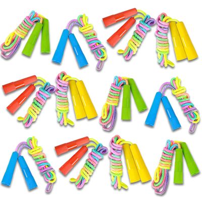 ArtCreativity 7.5ft Rainbow Jump Rope Set - 12 Pack - Vibrant Jumping Ropes for Kids - Durable Nylon Skipping Ropes - Great Birthday Party Favors, Goodie Bag Fillers, Gift Idea for Boys and Girls