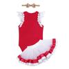 Alvivi Baby Girls Fly Sleeves Christmas Glitter Deer Pattern Romper with Tutu Skirt Headband Red 18-24 Months view 2