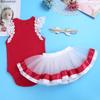 Alvivi Baby Girls Fly Sleeves Christmas Glitter Deer Pattern Romper with Tutu Skirt Headband Red 18-24 Months view 4