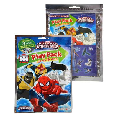 Mozlly Multipack - Marvel Ultimate Spider-Man Playback Grab and Go Fun Size Coloring Book - Includes 4 Crayons, 1 Sticker Sheet and Coloring Book - Colors May Vary - Arts and Crafts (Pack of 12)