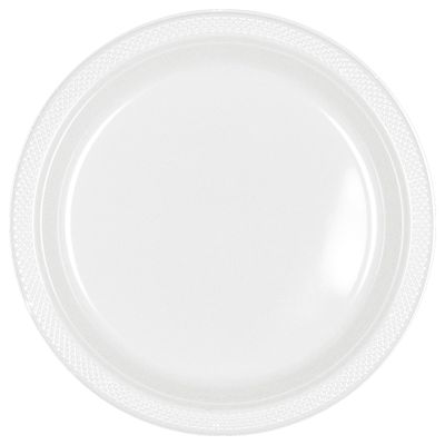 amscan Plastic Block Color Plastic Plates (Pack of 20) (One Size) (Frosty White)