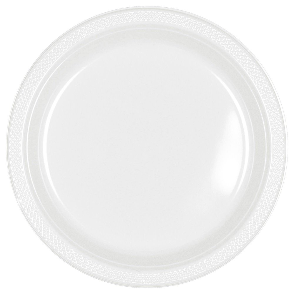 amscan Plastic Block Color Plastic Plates (Pack of 20) (One Size) (Frosty White)
