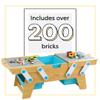 KidKraft Building Bricks Play N Store Wooden Table, Children's Toy Storage with Bins, 200+ Building Blocks Included, Natural, Gift for Ages 3+ view 4
