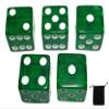 Cyber-Deals Set of (5) 16mm Dice Standard Transparent Square Cornered with Black Velvet Cloth Pouch Bag (Green) view 1