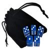 Cyber-Deals Set of (5) 16mm Dice Standard Transparent Square Cornered with Black Velvet Cloth Pouch Bag (Blue) view 2