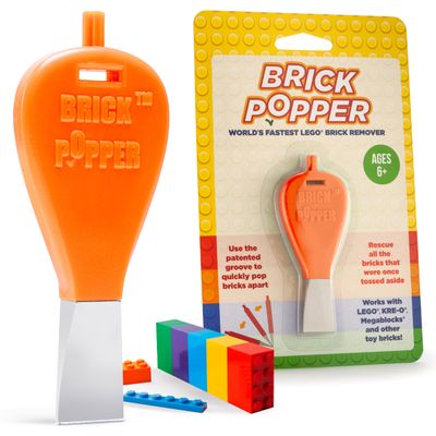 Brick Popper - Separator Tool - World's Fastest Brick Remover for Kids and Adults, Gifts for Ages 6 Year Old and up, Tools Stocking Stuffer (Orange)