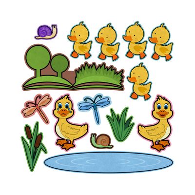 5 Little Ducks Nursery Rhyme Felt Play Art Set Flannel Board Story Storyboard Pieces