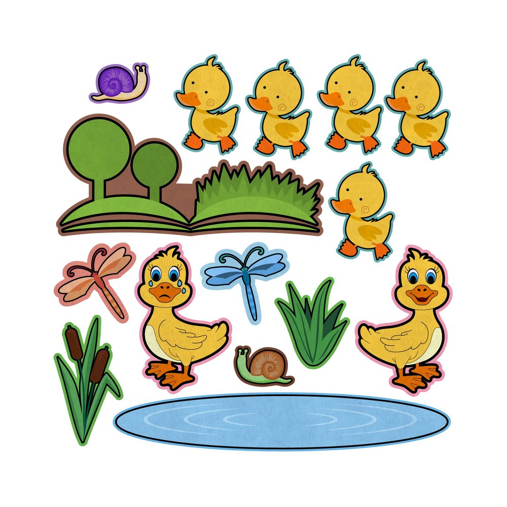 5 Little Ducks Nursery Rhyme Felt Play Art Set Flannel Board Story Storyboard Pieces
